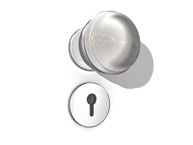 Doorknob and lock 3d rendering