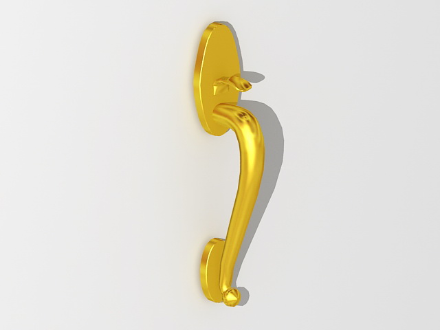 Brass door handle 3d rendering