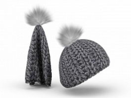 Wool knit hat 3d model preview