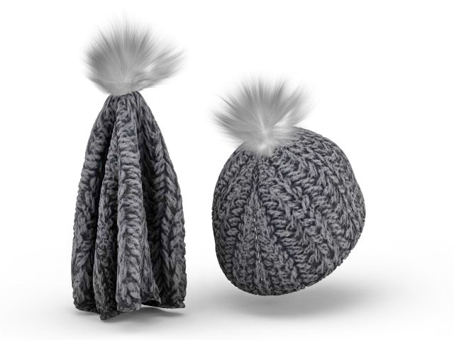 Wool knit hat 3d rendering