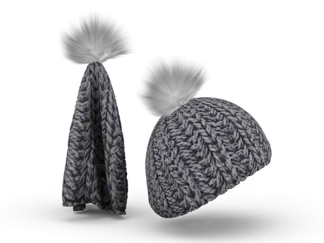 Wool knit hat 3d rendering