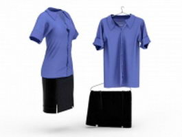 Shirt and pencil skirt outfits 3d model preview
