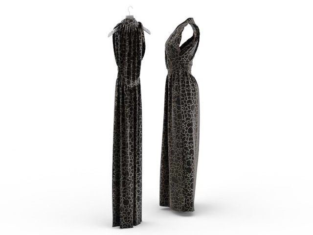Black long formal dresses 3d rendering