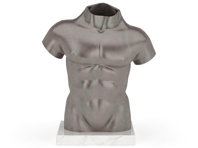 Muscular male mannequin torso 3d rendering
