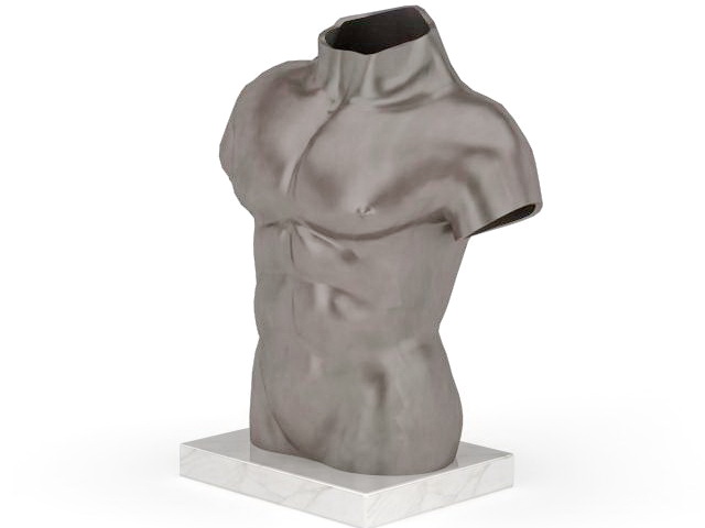 Muscular male mannequin torso 3d rendering