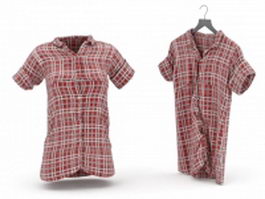 Red plaid shirt for women 3d preview