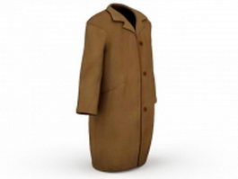 Brown wool overcoat 3d model preview