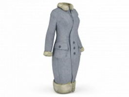 Fur winter coat 3d model preview