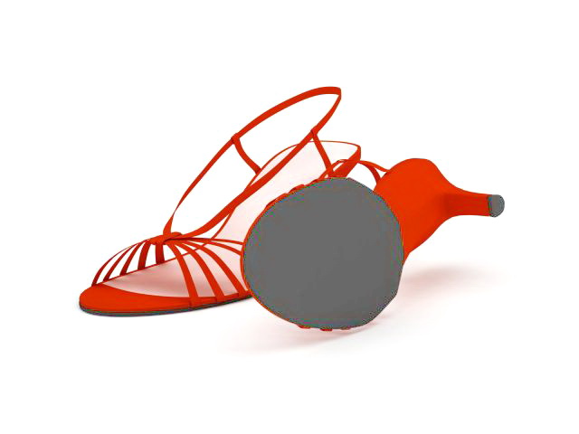 Spike heel red sandals 3d rendering