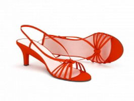 Spike heel red sandals 3d model preview