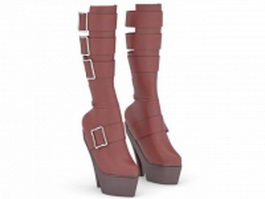 Red high heel boots 3d model preview