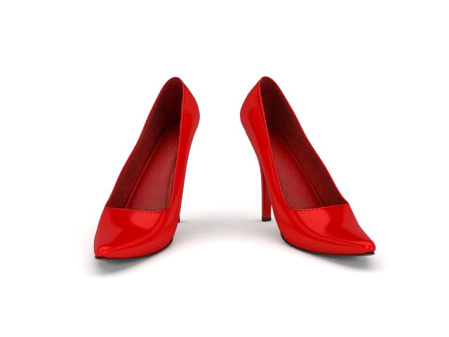 Red court shoes 3d rendering