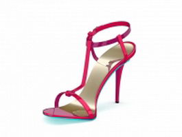 High heel strappy sandals 3d model preview