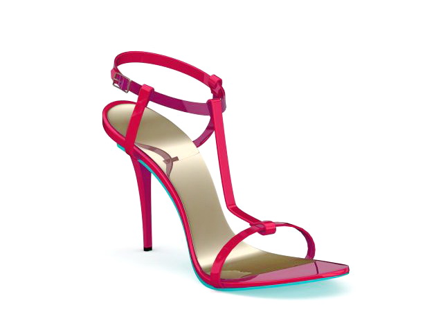 High heel strappy sandals 3d rendering