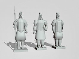 Terracotta warrior statues 3d model preview