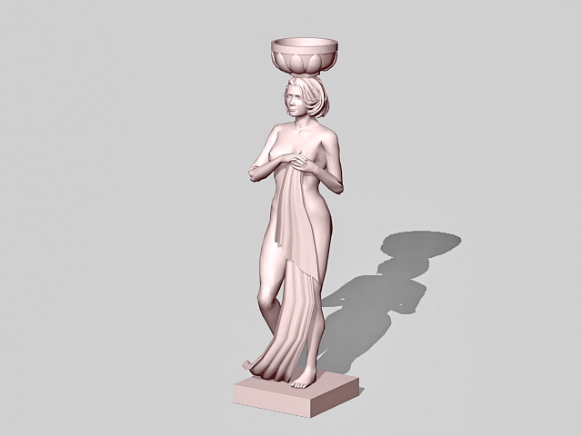 Outdoor fountain statue 3d model preview. 