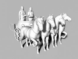Roman horse chariot pulling 3d preview