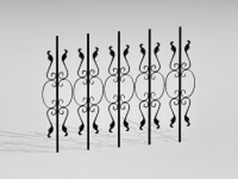 Ornamental wrought iron fence parts 3d preview