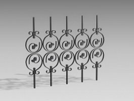 Iron fence parts accessories 3d model preview