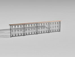 Wrought iron fence for stairs 3d preview
