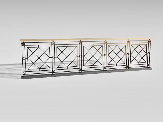 Wrought iron stair handrails 3d rendering