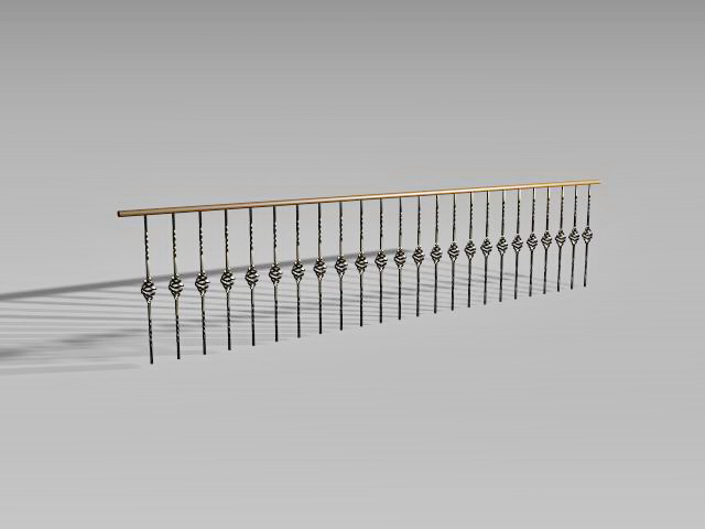 Black metal railing 3d rendering