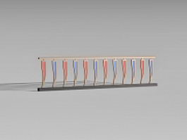 Colorful vinyl porch railing 3d model preview