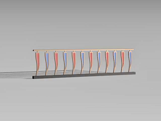 Colorful vinyl porch railing 3d rendering