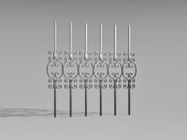 Iron railing fence parts 3d preview