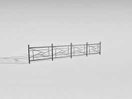 Black wrought iron deck railing 3d model preview
