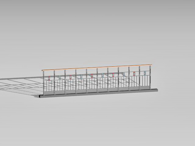 Metal deck handrail designs 3d rendering