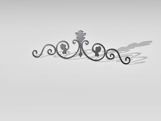 Wrought iron floral ornament 3d rendering