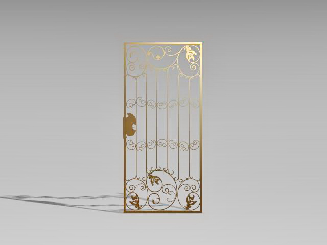 Brass garden gate 3d rendering