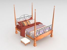 Traditional four poster bed 3d preview