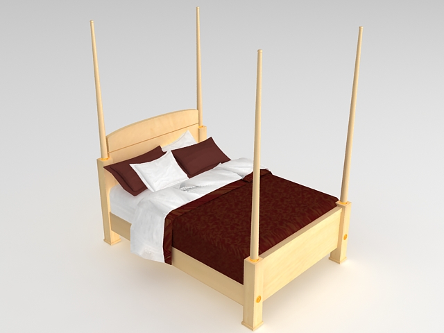 Pencil post bed 3d rendering