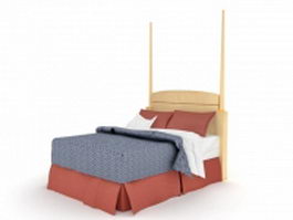 Vintage wood bed 3d model preview