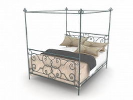 Wrought iron canopy bed 3d model preview