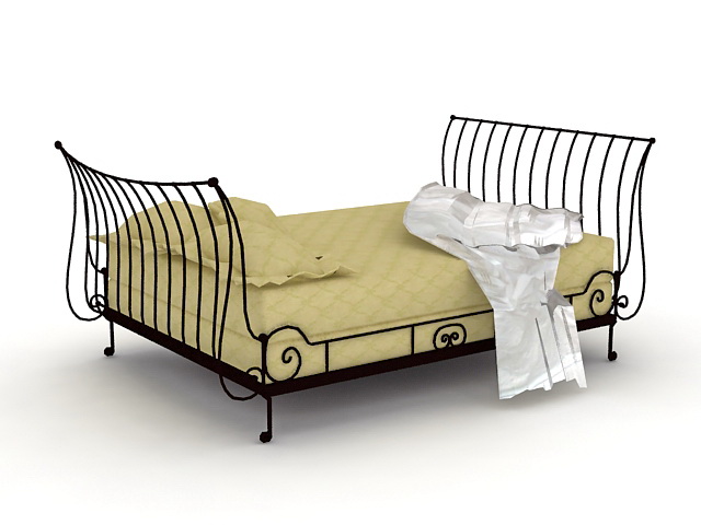 Mission style iron bed 3d rendering