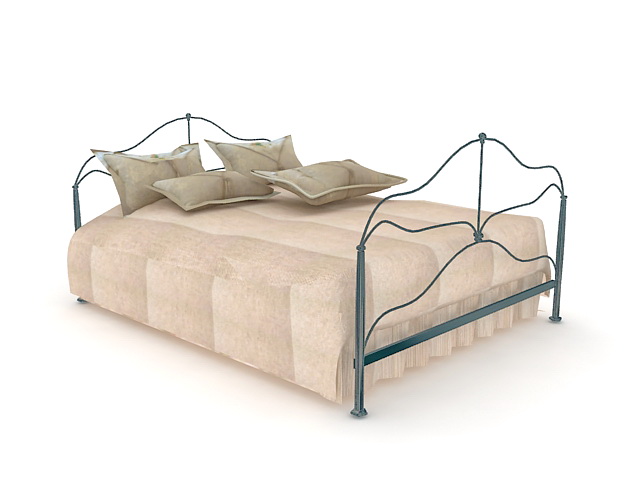 Contemporary metal bed 3d rendering