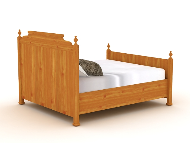 Antique wood bed 3d rendering