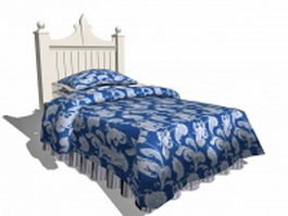 White kid bed 3d model preview