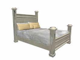4 Poster wooden bed 3d model preview
