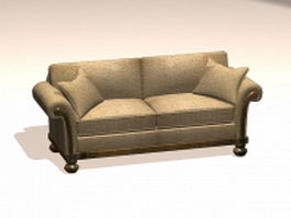 French settee sofa 3d model preview