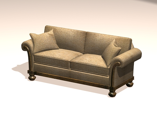 French settee sofa 3d rendering