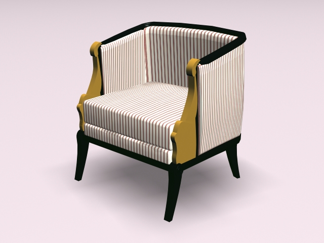 Striped armchair 3d rendering