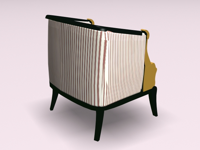 Striped armchair 3d rendering