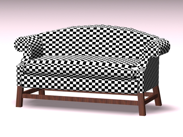 Plaid settee sofa 3d rendering
