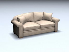 Hardwood cushion loveseat 3d model preview