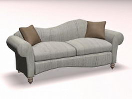 Vintage modern sofa loveseat 3d model preview