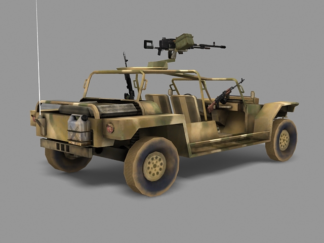 Machine gun armored car 3d rendering